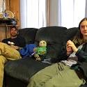 Jeremy and James share the couch in Atqasuk.
